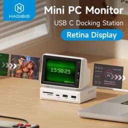Hagibis Mini schermo IPS da 3,5 pollici AIDA64 Mini PC CPU RAM HDD Monitor dati Display sottopiede con hub USB C per PC portatile MacBook