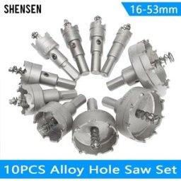 SHENSEN 10 pezzi 16-53mm set di seghe a tazza in lega punta in metallo duro TCT kit di punte per carotaggio per taglierina in metallo per corona di perforazione in metallo in acciaio inossidabile
