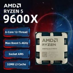 AMD Processore Ryzen 5 9600X, nuovo al 100%, fino a 5.4GHz, 6 core, 12 thread, 32MB di cache L3, socket AM5, Zen 5, CPU per gaming.