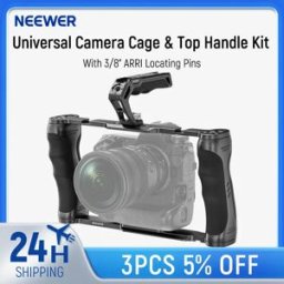 NEEWER gabbia per fotocamera universale e maniglia superiore con Kit di localizzazione ARRI da 3/8 "stabilizzatore per videocamera Rig con Base di tipo Arca