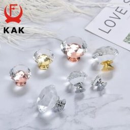 KAK 10 pezzi manopole e maniglie per mobili in cristallo con diamante 30mm oro armadio da cucina maniglie per porte comò maniglia per mobili Hardware