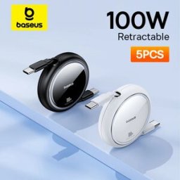 BASEUS 2/5PCS Cavo USB C retrattile da 100 W per iPhone 16 15 ProMax Cavo di ricarica rapido per MacBook iPad Tipo C per Xiaomi Samsung
