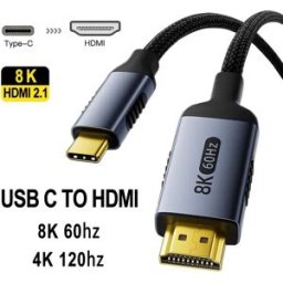 FDBOY Cavo USB C a HDMI 2.1 8K@60hz 4K@120hz, cavi HDMI di tipo C, adattatore convertitore compatibile HDMI per laptop e TV Thunderbolt 3/4