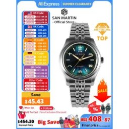 San Martin Nuovo 39mm Gada Orologio Stile Cinese Design Originale Sunburst JianZhan Miyota 90S5 Abito Da Uomo Meccanico Automatico SN0144