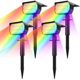 newstyle Faretti paesaggistici per esterni a luce solare RGB da 20 LED che cambiano colore 2 in 1 Lampada da parete solare impermeabile senza fili Patio Garden