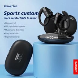 Lenovo Auricolari Bluetooth Wireless XT80 con Gancio per Orecchio, Microfoni, Display LED, Audio Stereo Hi-Fi, Cuffie TWS ENC
