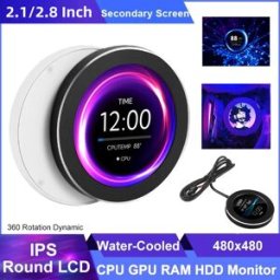 Caturda Schermo secondario IPS da 2,1 pollici 480x480 USB LCD rotondo raffreddato ad acqua CPU GPU RAM HDD Monitoraggio NO AIDA64 MINI PC Gamer Display