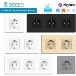 BSEED Zigbee Energy Monitor Presa a muro Telaio in plastica per PC Doppie prese intelligenti Spine triple Tuya Google Home Smart Life Control