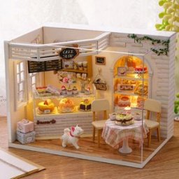 zuuton Kit fai da te per la costruzione di una casa delle bambole in miniatura in legno, piccola casa giocattolo con mobili, regalo di compleanno, artigianato in legno, casa delle bambole