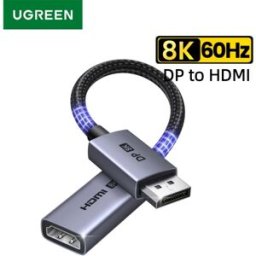 UGREEN Displayport 1.4 DP a HDMI Adattatore Convertitore 8K 60Hz, Display Port unidirezionale a HDMI Convertitore VRR HDR HDCP2.3 0,2 m