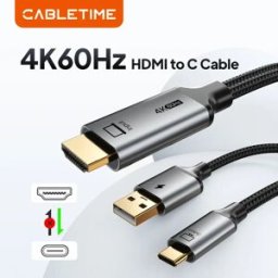 CABLETIME Cavo da HDMI a USB C Segnale stabile 4K60Hz con alimentazione USB Console di gioco a monitor USB C per PS3/4/5 Switch Nintendo