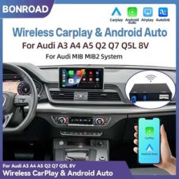 BONROAD Adattatore Wireless CarPlay Android Auto per Audi A3 S3 A4L A5 Q2 Q5L Q7, Decoder GPS Bluetooth con AirPlay Mirror Link, Plug and Play, Supporto Telecamera Posteriore, Modifica Infotainment
