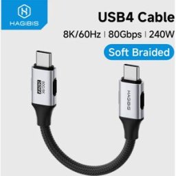 Hagibis Cavo USB 4 da USB C a USB C Ultra Morbido 240W 80Gbps Alta Velocità Compatibile con Thunderbolt 4/5 iPhone 17 Power Bank