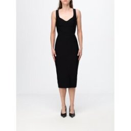 Elisabetta Franchi Abito midi a tubino in jersey con scollo a V e spalle scoperte Nero Taglia 48