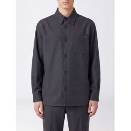 Valentino Garavani Giacca camicia in misto lana con tasche a toppa e logo VLogo Grigio Taglia 52