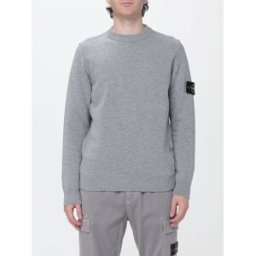 Stone Island Maglia girocollo in lana vergine con patch logo Compass Grigio Taglia XL