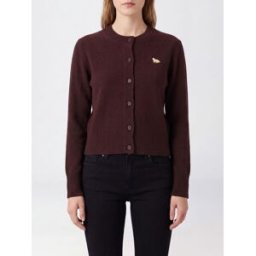 Maison Kitsuné Cardigan in lana merino con patch logo Chillax Fox Marrone Taglia S