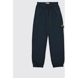 Stone Island Pantaloni jogging da bambino slim fit in cotone con patch logo Blue Navy Taglia 8