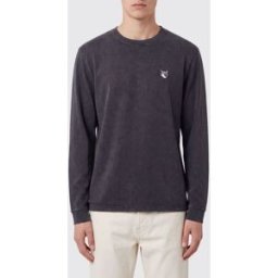 Maison Kitsuné T-shirt a maniche lunghe in cotone organico con patch Chillax Fox Nero Taglia S