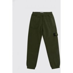 Stone Island Pantaloni jogging da bambino slim fit in cotone con patch logo Verde Taglia 10