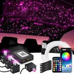 VASTFIRE Kit Cielo Stellato 16W, Luci a Fibra Ottica RGBW per Tetto Auto con 1/2/4 Teste Luminose, Controllo APP/Telecomando
