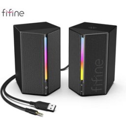 FIFINE Sound Box da gioco con audio surround stereo, altoparlante USB RGB con controllo vol per PC,Lattop,PS4/5,TV-Ampligame A20