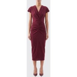 Isabel Marant Abito midi a tubino in viscosa con drappeggio e scollo a V Bordeaux Taglia 36