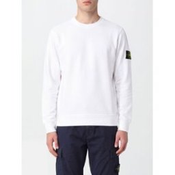 Stone Island Felpa girocollo in cotone con patch logo Compass Bianco Taglia XL