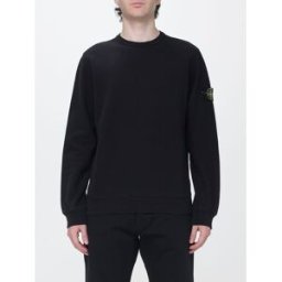 Stone Island Felpa girocollo in jersey di cotone con patch logo Compass Nero Taglia M