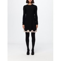 Valentino Garavani Abito mini a tubino in crêpe con inserti in pizzo Nero Taglia M