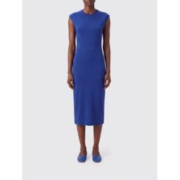 Jil Sander Abito a tubino midi in viscosa con dettagli cut-out Blue Taglia 38