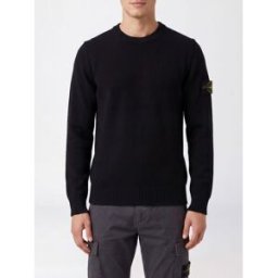 Stone Island Maglia girocollo in lana vergine con patch logo Compass Nero Taglia XL