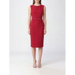 Pinko Abito midi a tubino in crêpe senza maniche con cintura in vita Rosso Taglia 44