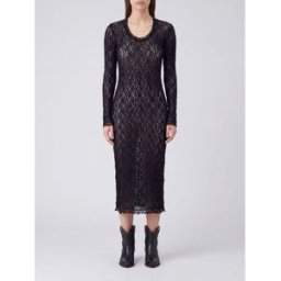 Isabel Marant Abito midi Balsane in pizzo a maniche lunghe Nero Taglia 38