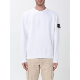 Stone Island Felpa girocollo in jersey di cotone con patch logo Compass Bianco Taglia XL