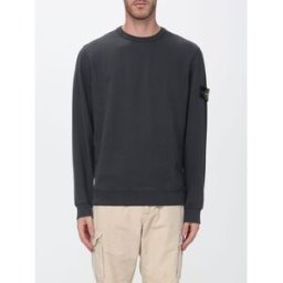 Stone Island Felpa girocollo in jersey di cotone con patch logo Compass Antracite Taglia S