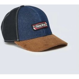 Replay Cappello Baseball Mix Di Materiali Con Patch Blu Scuro UNIC