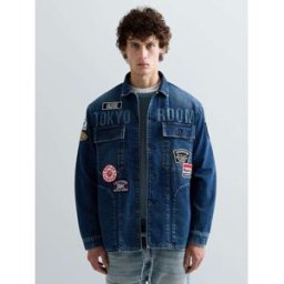 Replay Giacca In Denim Con Patch Blu Scuro L