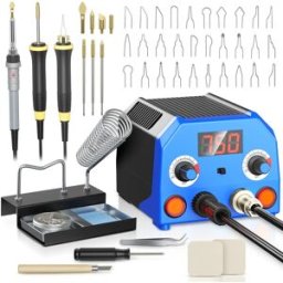 NONE Set per Pirografia su Legno con 3 Pennelli, 30 Punte in Filo Metallico e 7 Punte a Punto Fisso, Kit di Strumenti per Pirografia Fai-da-Te