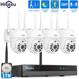 Hiseeu Kit Sistema di Sicurezza CCTV WiFi 5MP, Set Registratore NVR 10CH, Telecamere IP Wireless P2P per Esterni, Sistema di Videosorveglianza