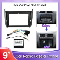 TomoStrong Telaio autoradio da 9 pollici per VW Volkswagen Polo 5 Golf Passat GPS Dash Mount Kit installazione pannello adattatore copertura cavo fasciale Canbus