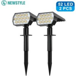 newstyle Faretti solari a LED da giardino esterno 52 luci solari a LED impermeabili 3 modalità illuminazione paesaggistica lampada da parete giardino cortile albero prato