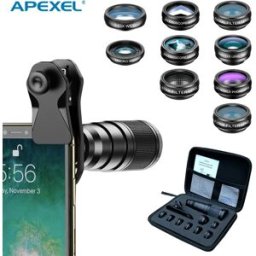 APEXEL 22X Kit teleobiettivo per iPhone Samsung 10in1 Set obiettivo fotocamera telefono obiettivo ampio filtro macro per accessori per telefoni cellulari