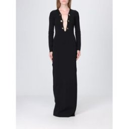 Elisabetta Franchi Abito lungo a tubino in maglia con scollo a V e spacco Nero Taglia 42