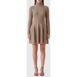 Magda Butrym Mini abito a dolcevita in 100% cashmere a costine Beige Taglia 34