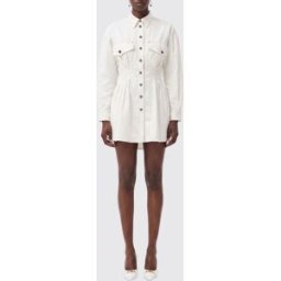 Versace Abito chemisier mini in popeline di cotone con tasche a toppa sul petto Bianco Taglia 38