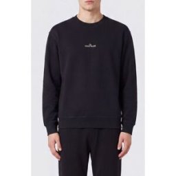 Stone Island Felpa girocollo in cotone con patch logo Compass Nero Taglia XL