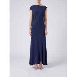 Alberta Ferretti Abito lungo da cerimonia modello sottoveste in raso Blue Taglia 40