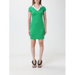 Courrèges Abito mini polo slim fit in jersey con logo a contrasto Verde Taglia S