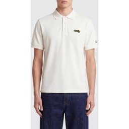 Kenzo Polo in cotone a maniche corte con patch logo Bianco Taglia L